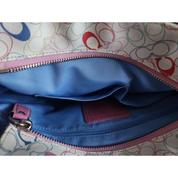 Coach Signature Chelsea Pink Trim Handbag W/Matching Zip Wristlet Wallet - Picture 10 of 11